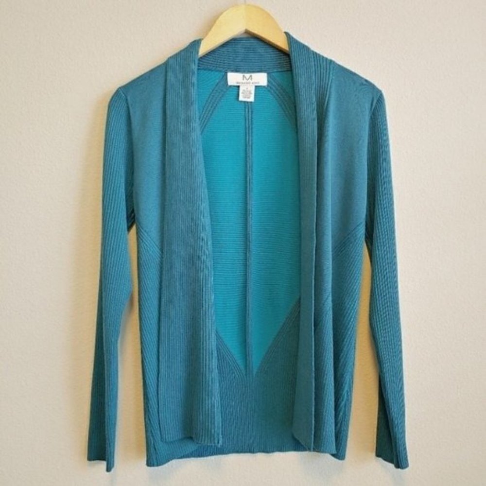 Magaschoni Teal Open Cardigan Sweater Sz S